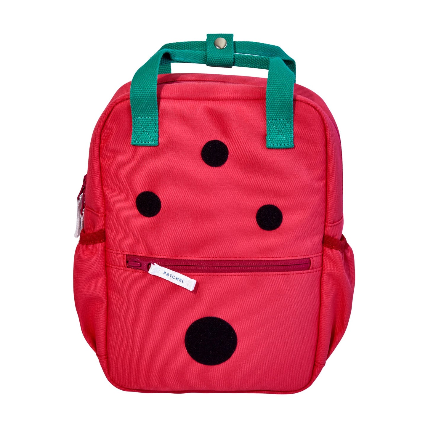 Front view of Patchel customisable children's backpack in Watermelon Pink.